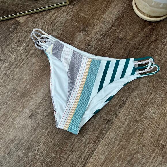NWT O'Neill Allie Stripe Kaanapali Bikini Bottom White Stripes Small - Picture 2 of 6